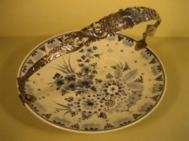 Antieke Delfts Porseleinen Koekschaal met Zilveren Hengsel ca.1935