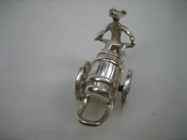 Zilver oud miniatuur handkar met Bierton van J. Weeda uit ca. 1970