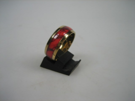 Moderne ringen van double goudkleurige verguld Red bloodstone fantasy italiaanse import