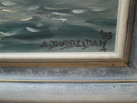 Rotterdamse Haven Schilderij Olieverf van A. Dubbeldam uit 1993