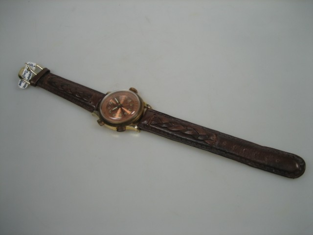 Goudkleurige Stalen Militair Basis Sport Horloge uit ca. 1940