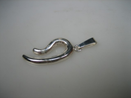 Zilveren moderne hanger met groot hangoog