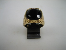 Herenring met synthetische zwarte Onyx steen nieuw uit eigen import
