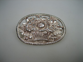 Antieke Zilveren Ovale Hollandse Broche ca.1910