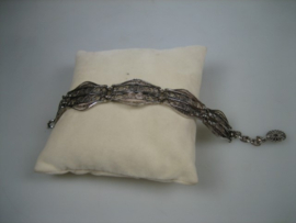 Antieke zilveren filigrain schakel armband uit ca.1920