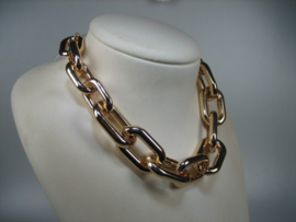 Double goudkleurige vergulde schakelcollier met 14k nieuw