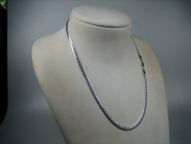 Zilveren platte fantasie Gourmet collier met Cartier sluiting  nieuw