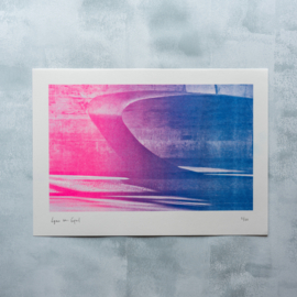 Risoprint - Gradient  fluor roze blauw