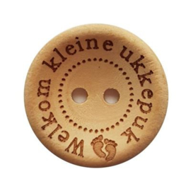 Durable Houten Knoop *Welkom Kleine Ukkepuk* Ø 20 mm.