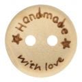 Durable Houten Knoop *Handmade with Love* 15 mm.