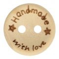 Durable Houten Knoop *Handmade with Love* Ø 15 mm.