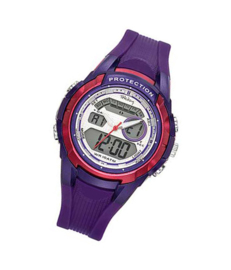 Tekday 654013 analoog/ digitaal horloge 40 mm 100 meter paars/ fuchsia