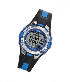 Tekday 653921 digitaal horloge 37 mm 100 meter zwart/ blauw