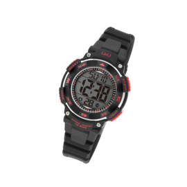 Q&Q M149J001 digitaal horloge 36 mm 100 meter zwart/ rood