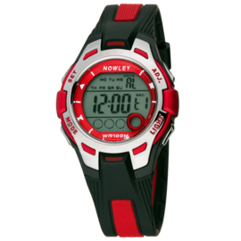 Nowley 8-6301-0-1 digitaal horloge 37 mm 100 meter zwart/ rood