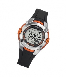 Tekday 653876 digitaal horloge 38 mm 100 meter zwart/ oranje