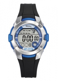 Tekday 653878 digitaal horloge 38 mm 100 meter zwart/ blauw