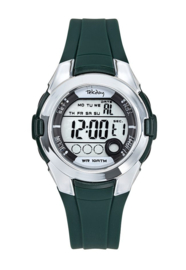 Tekday 654735 digitaal horloge 38 mm 100 meter groen/ zilverkleurig