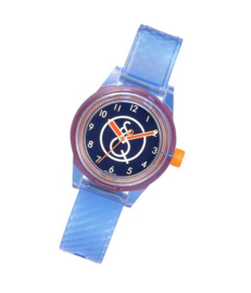 Q&Q 651037 Smile Solar horloge 32 mm 100 meter blauw/ oranje