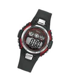 Tekday 653796 digitaal horloge 39 mm 50 meter zwart/ rood