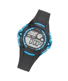 Tekday 653842 digitaal horloge 38 mm 100 meter zwart/ blauw