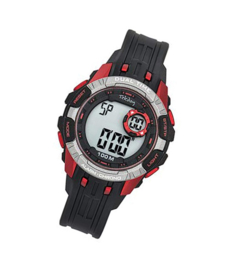 Tekday 653261 digitaal horloge 40 mm 100 meter zwart/ rood