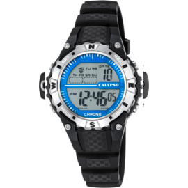 Calypso K5684/1 digitaal horloge 37 mm 100 meter zwart/ blauw