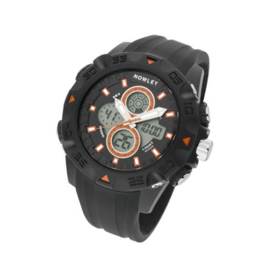 Nowley 8-6218-0-1 analoog/ digitaal horloge 52 mm 100 meter zwart/ oranje