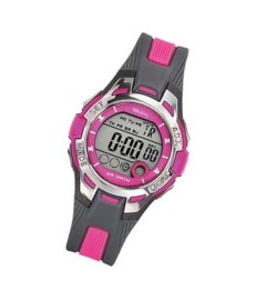Tekday 653941 digitaal horloge 37 mm 100 meter grijs/ roze