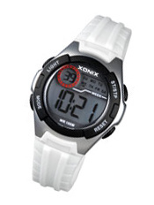 Xonix IN-001 digitaal horloge 34 mm 100 meter wit/ zwart