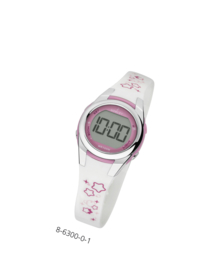 Nowley 8-6300-0-1 digitaal horloge 28 mm 100 meter wit/ roze