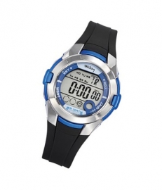 Tekday 653878 digitaal horloge 38 mm 100 meter zwart/ blauw