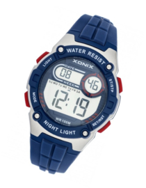 Xonix EE-006 digitaal horloge 36 mm 100 meter blauw/ zilverkleurig