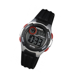 Xonix IN-007 digitaal horloge 34 mm 100 meter zwart/ zilverkleur