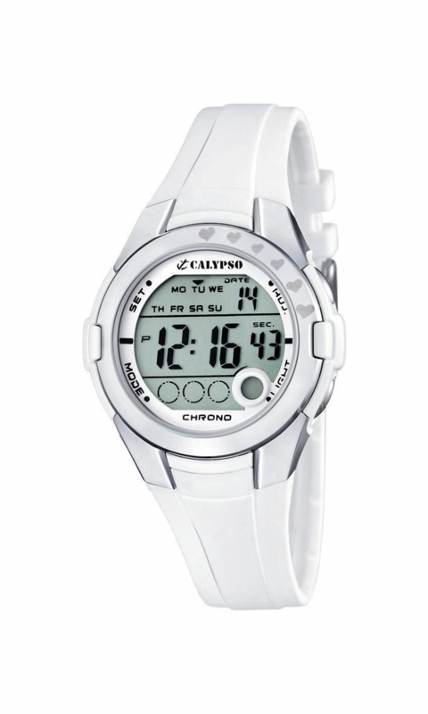 Calypso K5571/1 digitaal horloge 38 mm 100 meter wit/ grijs
