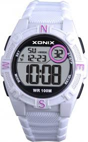 Xonix KQA-004 digitaal horloge 40 mm 100 meter wit/ zwart