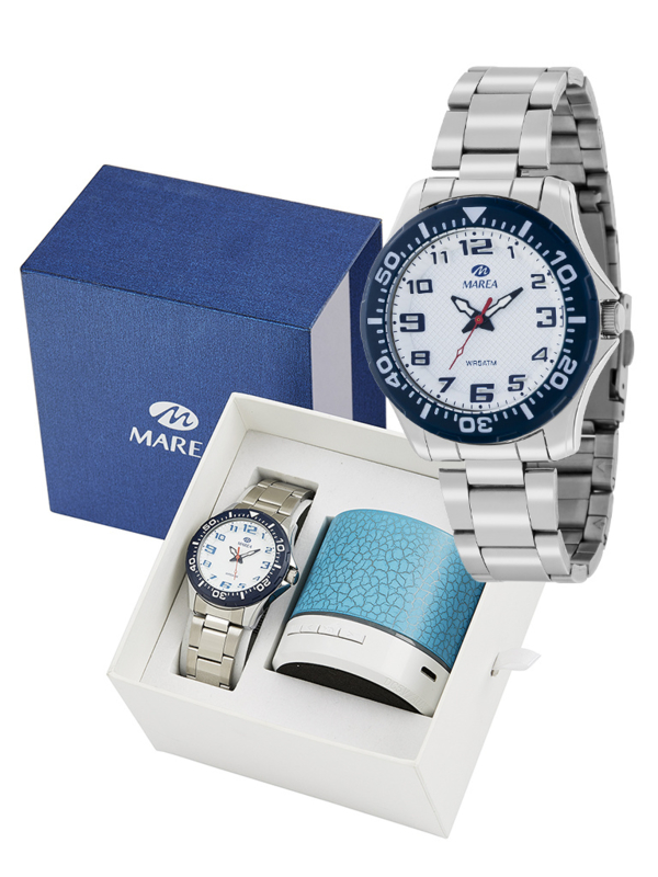 Marea B35279/10 analoog horloge 38 mm 50 meter wit/ blauw