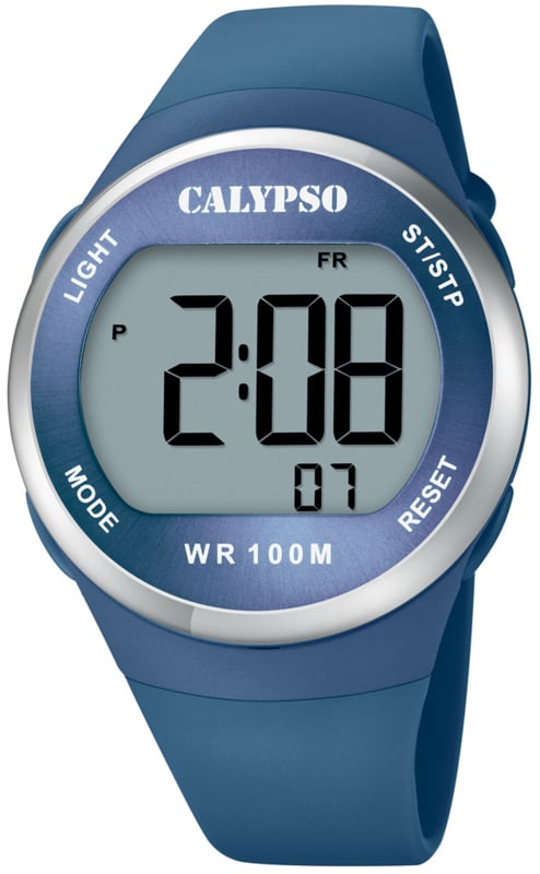 Calypso K5786/3 digitaal horloge 38 mm 100 meter blauw/ zilverkleurig