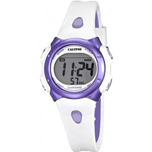 Calypso K5609/2 digitaal horloge 34 mm 100 meter wit/ paars