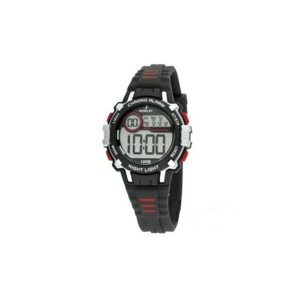 Nowley 8-6294-0-1 digitaal horloge 35 mm 100 meter zwart/ rood