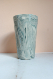 Steengoed conische vaas - Blauwgrijs marmer 1