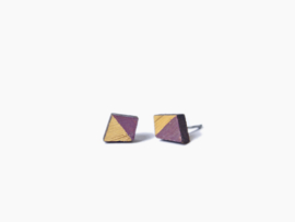 Wooden earstuds purple diamond