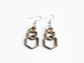 Wooden earrings Hexagon