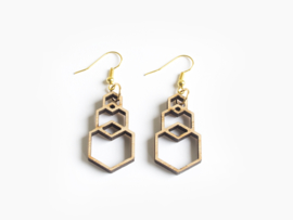 Wooden earrings Hexagon