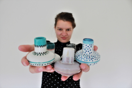 Porcelain vase Bulb S - Happy Pattern Turqouise