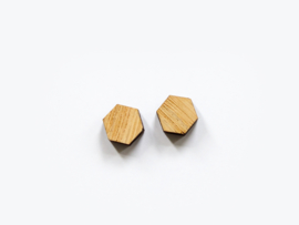 Wooden earstuds hexagon
