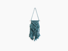 Macramé wandkleed mini blauw-groen