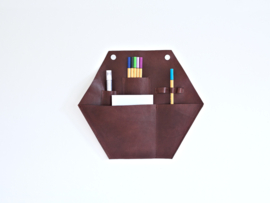 Hexagon leather organizer Brown - Chestnut