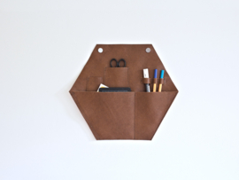 Hexagon leather organizer Brown