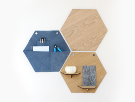 Hexagon leather organizer Blue